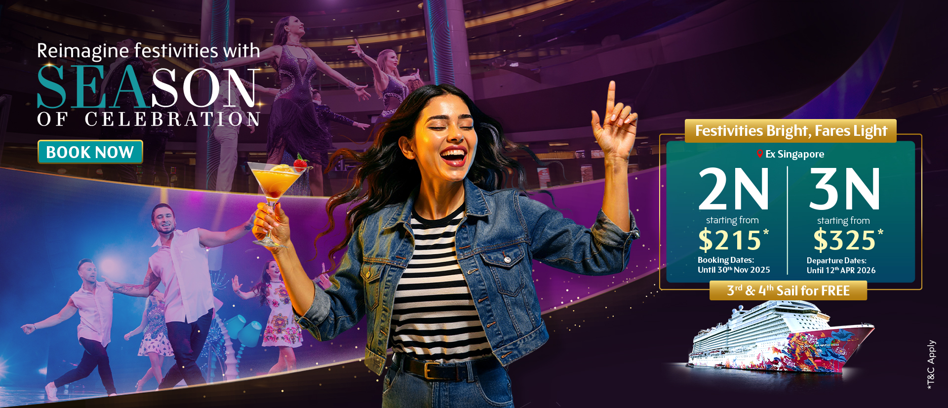 Season of Celebration cruise offer – 2N from $215, 3N from $325, sailing from Singapore